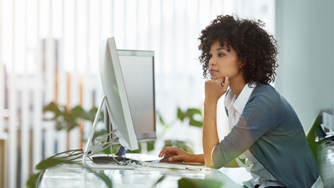 woman on computer