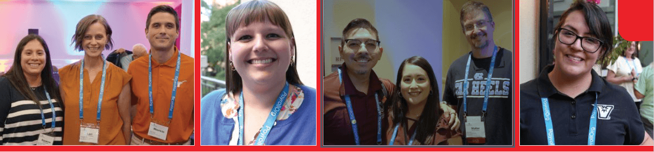 Capital Summit collage Collage of attendees at PayrollOrg Capital Summit, wearing conference badges and lanyards, posing together in various indoor and outdoor settings.